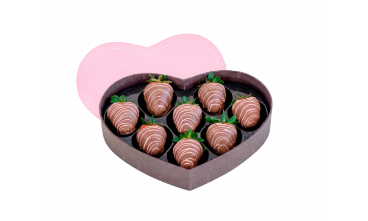 Chocolate Covered Strawberries Heart Gift Box
